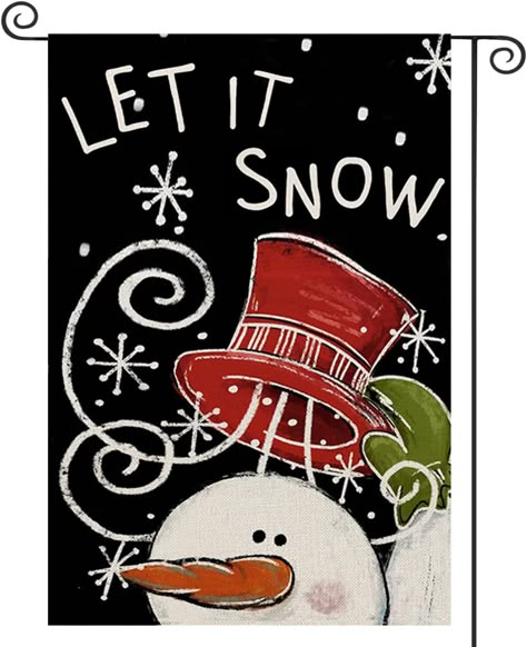 PRICES MAY VARY. Size: This christmas garden flag measures 12 x 18 inches, our flag is hand sewn and measured, please allow +/- 1 cm tolerance Snowman Theme: Printed on both sides, the image is vibrant and vivid on both sides, and text reads correctly from both sides Durable Material: Crafted from high-quality polyester that mimics the texture of burlap, which is weather resistant as well as UV/fade-resistant, ensuring durability and long-lasting use Home Decor: Welcome guests to your home with Christmas Paintings On Windows, Sonic Decorations, Winter Chalkboard Ideas, Snow Garden, Chalkboard Clipart, Winter Yard, Whiteboard Ideas, Money Challenges, Christmas Chalkboard Art