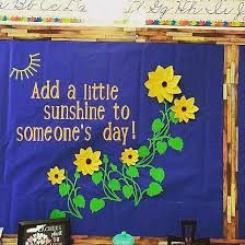 27 Spring Bulletin Board Ideas That Make Your Classroom Blossom - TeachersParadise Spring Bulletin Board Ideas For Work, April Bulletin Board Ideas, Spring Bulletin Board Ideas, Sunflower Bulletin Board, Sunflower Classroom, Office Bulletin Boards, College Bulletin Boards, Christian Bulletin Boards, Work Bulletin Boards