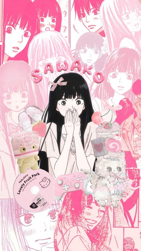 Shoujo Aesthetic Wallpaper, Pink Manga Wallpaper, Pink Wallpaper Coquette, Kimi Ni Todoke Wallpaper, Manga Lockscreen, Sawako Wallpaper, Kimi Ni Todoke Wallpapers, Shoujo Wallpaper, Cute Lock Screen