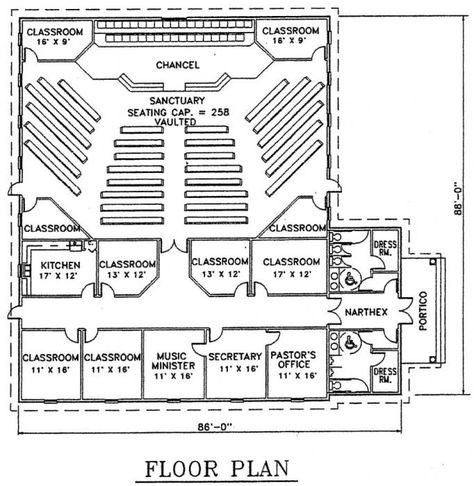 Church Plan #105 | LTH Steel Structures Church Floor Plans, School Building Plans, Sanctuary Design, Church Building Plans, Church Design Architecture, Church Building Design, Steel Framing, Church Ministry, Church Interior