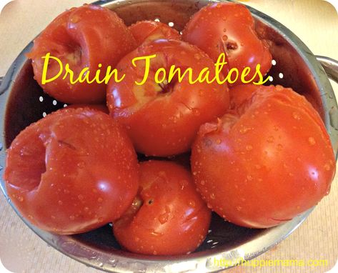 Freezing Crushed Tomatoes, Crushed Tomatoes From Fresh, How To Make Crushed Tomatoes From Fresh Tomatoes, How To Crush Tomatoes, Making Crushed Tomatoes, Diy Crushed Tomatoes, How To Make Crushed Tomatoes, Crushed Tomato Recipes, Homemade Crushed Tomatoes