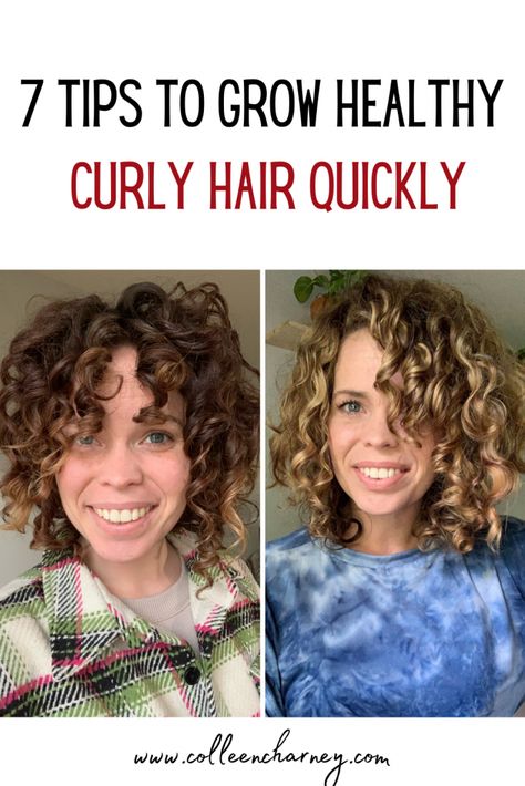 7 Tips To Grow Healthy Curly Hair Quickly | Colleen Charney Damaged Curly Hair Repair, Diy Curly Hair Products, Curly Hair Repair, Grow Curly Hair, Naturally Curly Hair Tips, Easy Curly Hair Styles, Diy Curly Hair, Take Care Of Curly Hair, Short Long Hairstyles