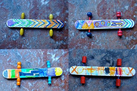 Mini Skateboards - http://www.pbs.org/parents/crafts-for-kids/mini-skateboards/: Sport Themed Crafts, Sport Art Projects, Mini Skateboard, Summer Camp Crafts, Sport Craft, Vbs Crafts, Sport Art, Popsicle Stick Crafts, Crafts For Boys