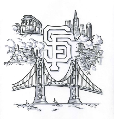 , Sf Tattoo Ideas, San Francisco Skyline Tattoo, Sf Tattoo, Drawing City, Half Sleeve Tattoos Drawings, Full Leg Tattoos, Gangsta Tattoos, City Sketch, City Tattoo