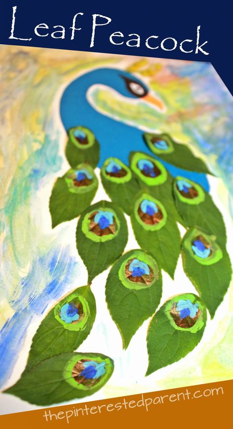 leaf peacock nature craft with printable template- kids arts and crafts projects made with painted leaves Nature Crafts For Kids, Elderly Crafts, Nature Crafts Kids, Kids Arts And Crafts, Peacock Crafts, Nature Craft, Arts And Crafts For Adults, Arts And Crafts For Teens, Art Therapy Projects