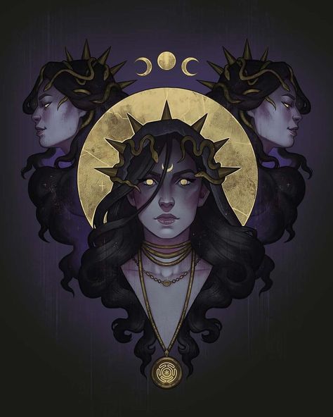 Zarimoth ✦ Mystical Artist | Hecate ✦ Portrait Hello, my loves! 💖✨ I’m glad to be back with my usual mystical illustrations 🔮✨ As some of you may know, along with… | Instagram Along With The Gods, W.i.t.c.h Art, Hecate Goddess, Greek Pantheon, Ancient Goddesses, Pagan Art, Greek Gods And Goddesses, Tarot Art, Mythology Art