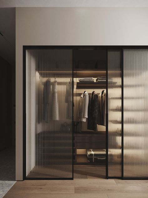 Walk In Closet Aesthetic, Cabinet Clothes, Vstupná Hala, Glass Wardrobe, Glass Closet, Storage Wardrobe, Clothes Wardrobe, Closet Design Layout, Wardrobe Door Designs