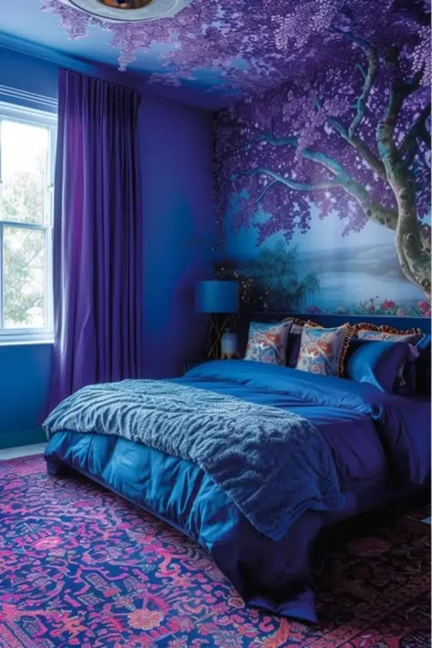 25 Chic Blue and Purple Bedroom Ideas for a Unique Sleep Space Purple And Blue Room Ideas, Purple And Blue Bedroom Ideas, Blue And Purple Bedroom Ideas, Purple And Green Bedroom Ideas, Purple And Teal Bedroom, Purple And Blue Bedroom, Blue And Green Bedroom Ideas, Blue Purple Bedroom, Purple And Blue Room