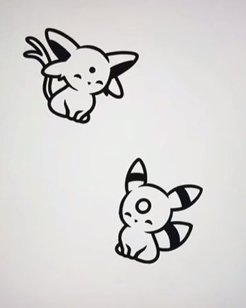 Matching Pokemon Tattoos Best Friends, Cute Eevee Tattoo, Umbreon And Espeon Matching Tattoos, Pokemon Tattoo Umbreon, Small Nerdy Tattoos Simple, Pokemon Tattoo Evie, Matching Tattoos Pokemon, Tiny Pokemon Tattoo, Pokemon Couple Tattoos