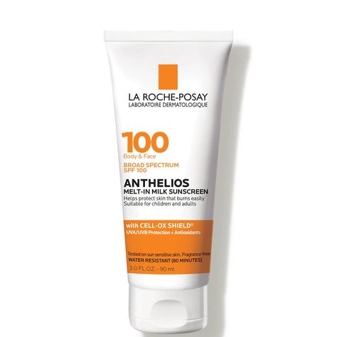 La Roche-Posay Anthelios Melt-in Milk Body Face Sunscreen Lotion Broad Spectrum SPF 100 (3 fl. oz.) - Dermstore La Roche Posay Sunscreen, Facial Sunscreen, Body Sunscreen, Sunscreen Lotion, Mineral Sunscreen, Roche Posay, Daily Skin Care, La Roche Posay, Spf Sunscreen