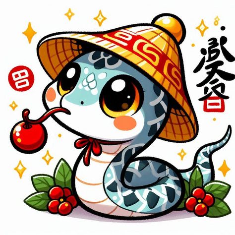 Snake Chinese New Year, Chinese New Year Snake, Year Of Snake, New Year's Drawings, Snake Logo, Snake Drawing, Chinese New Year Design, Cute Snake, Year Of The Snake