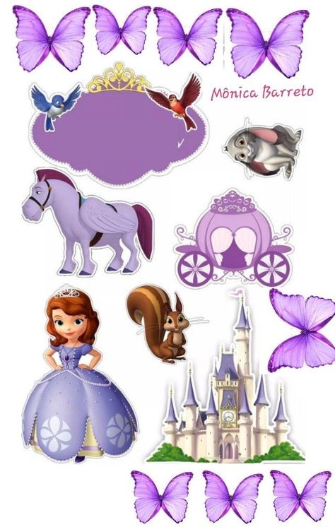 Sofia Printable Cake Topper, Sofia The First Cake Topper Printable, Sofia Cake Topper Free Printable, Sofia Theme Cake, Topper Princesa Sofia, Sofia Stickers, Princess Sophia Cake, Sofia The First Birthday Cake, Sofia The First Cartoon