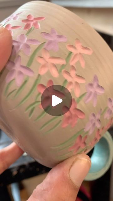 Ceramicist Shonalee on Instagram: "Making a few carved flower mugs… so excited to share this small mug with new handle designs 💕  #pottery #lovepottery #dowhatyoulove" Flower Mugs, Small Mug, Kleenex Box Cover, Kleenex Box, Pottery Designs, Pottery Bowls, Pottery Mugs, Covered Boxes, Plates And Bowls