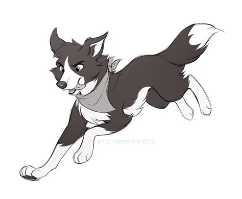 One Color Background, Wolves Drawing, Border Collie Art, Dog Design Art, Cute Wolf Drawings, Canine Drawing, Dog Animation, Dog Sketch, Wolf Drawing