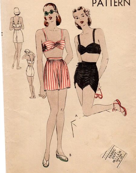 Making Angels, Pinup Bathing Suit, Vintage Bathing Suit Patterns, 40s Outfits, Suit Sewing Patterns, 1940s Women, Vintage Catalog, Clothes Wishlist, Vintage Bathing Suits