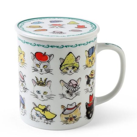 Abstract Cats, Cat Ceramics, Japan Cat, Mini Plates, Cats In Hats, Hipster Cat, Mini Plate, In A Mug, Mug Wrap