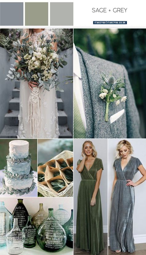 grey and sage wedding, SAGE WEDDING #sagewedding sage wedding color , wedding color, sage wedding color palette , sage bridesmaid dress, sage wedding bouquet, sage and grey wedding , sage green wedding Grey And Sage Wedding, Sage Wedding Color Palette, Blue Wedding Colour Theme, Sage Wedding Colors, Grey Wedding Theme, Sage Green Wedding Colors, Wedding Color Combinations, Sage Bridesmaid Dresses, Wedding Color Combos