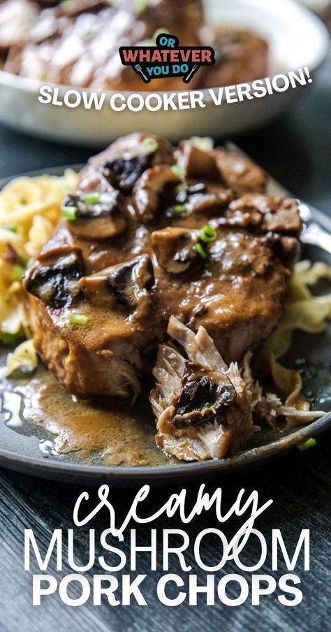 Creamy Mushroom Pork Chops Creamy Mushroom Pork Chops, Recipes Using Pork Chops, Prime Rib Recipe Easy, Food Slow Cooker, Leftover Prime Rib Recipes, Smoked Baked Potatoes, Brown Sugar Pork Chops, Creamed Beef, Mushroom Pork Chops