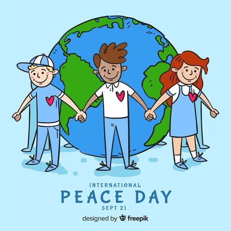 Peaceful Community Drawing, World Peace Day, Peace Day, Peace Poster, International Day Of Peace, Environmental Concerns, Graphic Editing, Vector Hand, Save Earth