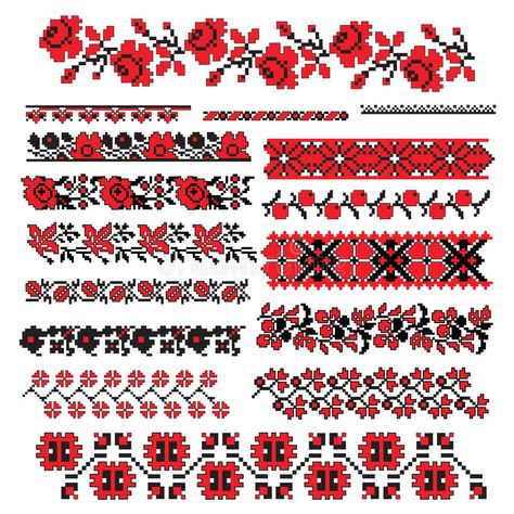 Ukrainian embroidery royalty free illustration Ukrainian Pattern, Pattern For Embroidery, Russian Embroidery, Ukrainian Embroidery, Pola Kristik, Cross Stitch Borders, Folk Embroidery, Crochet Borders, Art Quilt