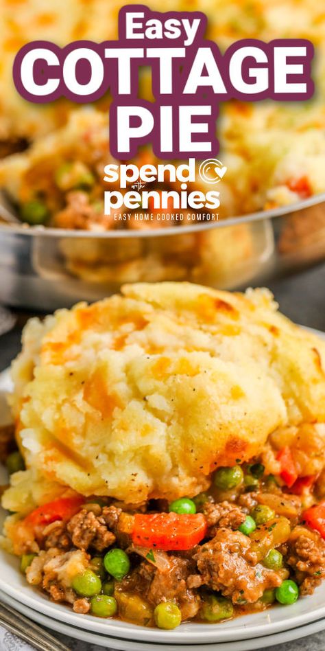 Cottage Pie Recipe Beef, Beef Cottage Pie, Cottage Pie Recipe, Fluffy Mashed Potatoes, Cheesy Mashed Potatoes, Recipe Beef, Shepherds Pie Recipe, Hearty Casseroles, Easy Pie Recipes