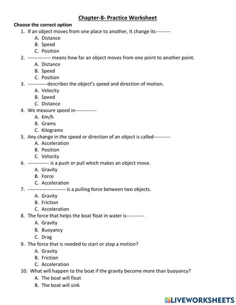 Force And Motion Worksheets, Force Worksheet, States Of Matter Worksheet, Matter Worksheets, Learning Words, 8th Grade Science, Force And Motion, States Of Matter, Science Worksheets