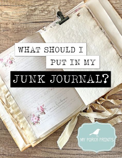 Junk Journal Theme List, What To Put In A Junk Journal, Junk Journal Ideas Inspiration Old Books, Vintage Junk Journal Page Ideas, Junk Journal Pages Ideas Layout Tutorial, Junk Journal Ephemera Ideas, Junk Journals Ideas, Junk Journal Pockets And Tucks, Junk Journal Cover Ideas