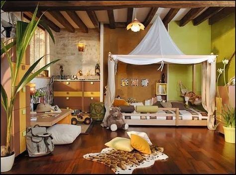 17 Awesome Kids Room Design Ideas Inspired From The Jungle Cricket Bedroom, Jungle Bedroom Kids, Safari Theme Bedroom, Jungle Bedroom Theme, Jungle Room Decor, Travel Themed Bedroom, Kids Jungle Room, Safari Bedroom, Jungle Bedroom