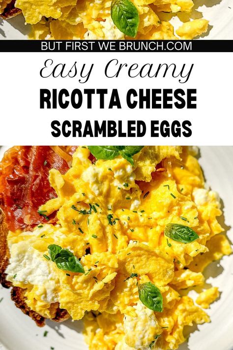 Ricotta Cheese Omelet, Eggs And Ricotta Recipes, Ricotta Cheese And Egg Recipes, Ricotta Egg Recipes, Ricotta And Eggs Breakfast, Wet Scrambled Eggs, Egg And Ricotta Recipes, Recipes With Scrambled Eggs, Ricotta Cheese Eggs