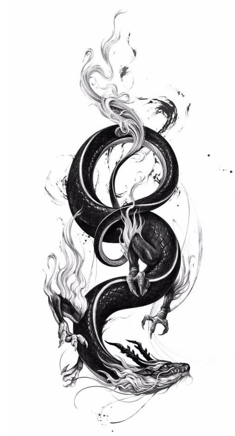 Dragons Tattoos, Blue Dragon Tattoo, Black Dragon Tattoo, Dragon Tattoo Drawing, Dragon Tattoo Sketch, Brush Tattoo, Dragon Tattoo Art, Dragon Sleeve Tattoos, Dragon Tattoo For Women