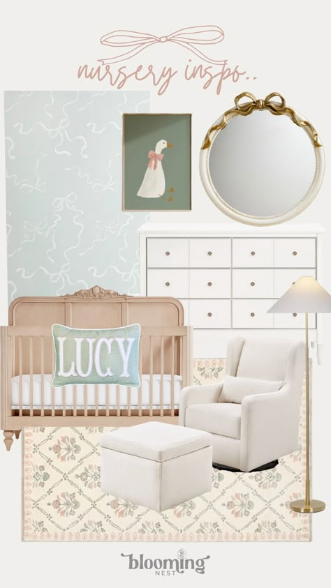 LoveShackFancy Bow Mirror curated on LTK Shea Mcgee Nursery, Bow Knobs On Dresser, Love Shack Fancy Nursery, Grand Millennial Nursery, Loveshackfancy Bow, French Country Nursery, Bow Mirror, Bow Nursery, Brown Nursery