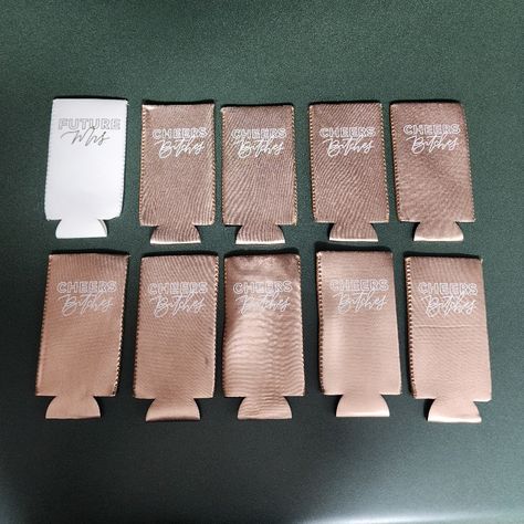 New Never Used Bachelorette Party Koozies For Slim Cans. 10 Total. (1) White (Future Wife) With Rose Gold Writing And (9) Rose Gold With Cheers Bitches In White Writing. Camp Bachelorette Koozie, Nashville Bachelorette Koozies, Bachelorette Can Coozie, Bachelorette Party Koozies, Future Wife, House Party, Bachelorette Party, Rose Gold, Party Supplies