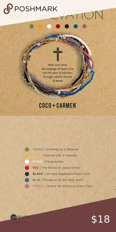 COCO + CARMEN My Salvation Bracelet - Multi God Bracelet Ideas, Jesus Bracelet Diy, Diy Christian Jewelry, Christian Bracelets Diy, Christian Bracelet Ideas, Rope Bracelets Diy, Jesus Bracelet, Salvation Bracelet, Prayer Jewelry