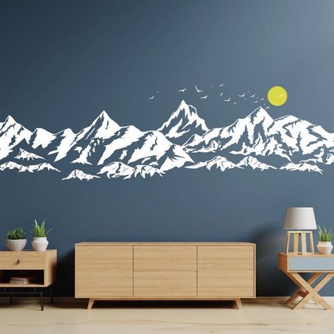 Boys Room Wall Decor, Name Wall Stickers, Mountain Decal, At Home Furniture Store, Wall Vinyl Decor, Wall Stickers Home Decor, Wall Stickers Home, Kids Wall Decals, Wall Stickers Kids