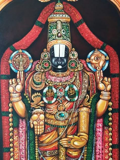 Lord Venkateswara Paintings, Perumal Painting, Venkateswara Swamy Drawing, Venkateshwara Swamy, God Venkateswara Images Hd Wallpaper, Indian Traditional Paintings, Modern Indian Art, Kerala Mural Painting, Indian God