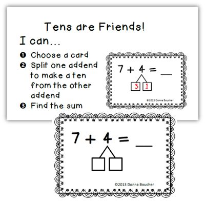 In Kindergarten, our kiddos learn their “Friends of Ten“.  In other words, they learn all the combinations that make ten (ex., 2 + 8, 3 + 7, etc.).  In 1st grade, as students begin learning their basic addition facts, they apply that knowledge in a strategy known as “make a ten” to help make sense of facts … Make A Ten, Math Coach, Math Fact Fluency, Math Operations, Math Number Sense, Math Intervention, Math Instruction, Math Work, Math Strategies