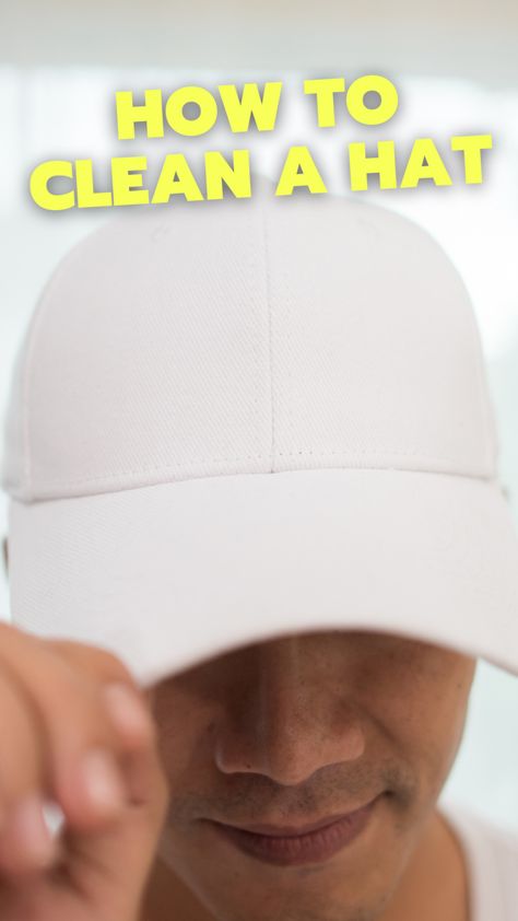 Clean Baseball Caps, Remove Sweat Stains, Remove Yellow Stains, White Baseball Hat, Wash Baseball Cap, How To Wash Hats, White Baseball Cap, Easy Cleaning Hacks, Diy Cleaning Solution