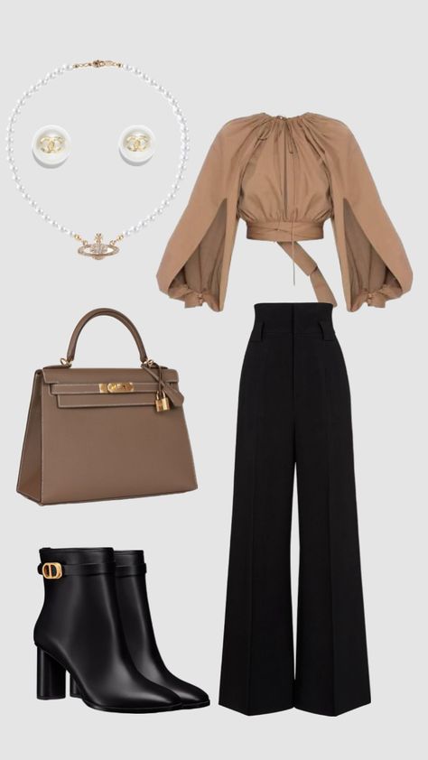 Dinner Style Outfit, Elegent Hijabi Outfit, Elegent Women Classy Outfit, Black Silk Top, Blazer Outfits For Women, Everyday Fashion Outfits, Easy Trendy Outfits, Classy Work Outfits, Stylish Work Outfits