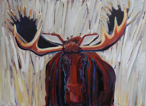 Buck Moose Painting, Animal Paintings Acrylic, Daily Painters, Painting Canvases, Graffiti Wallpaper, A Level Art, Painting Art Projects, Wildlife Art, Diy Canvas Art