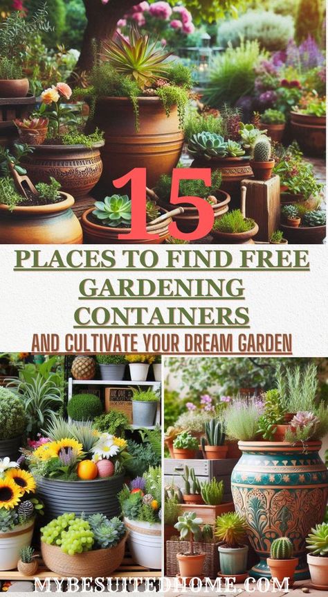 Unleash your inner gardener for free!  This post reveals 15 clever places to find free containers and transform them into stunning garden planters. Breathe life into your dream garden without breaking the bank. Get ready to upcycle, repurpose, and cultivate your green oasis! #freecontainergardening
#upcycledgardencontainers
#gardeningonabudget
#diygardenplanters
#sustainablegardening
#creativegardeningideas Tiny Yard, Gardening Containers, Gardening Inside, Planter Arrangements, Diy Container, Pot Craft, Container Garden Ideas, Acre Homestead, Container Planting