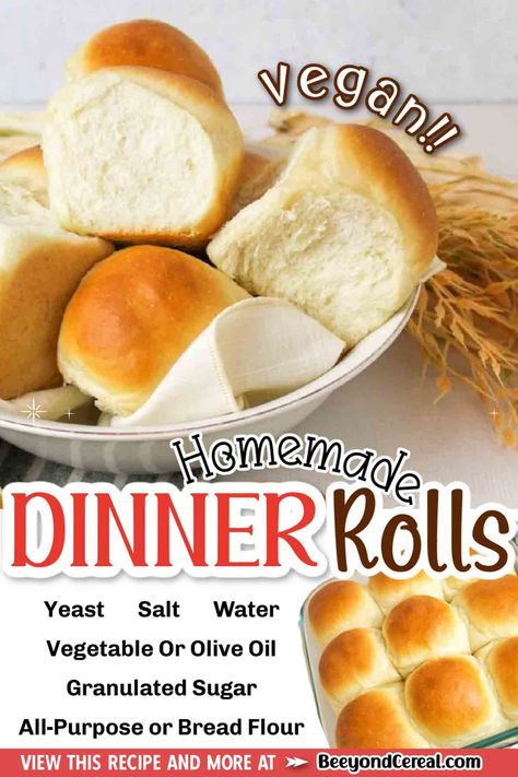 Made with just a few simple ingredients these vegan dinner rolls are fabulous and golden brown. You're going to love this easy bread recipe because it's made from scratch and simple. Vegan Bread Rolls, Vegan Rolls, Rolls Dessert, Dessert Rolls, Vegan Dinner Rolls, Quick Dinner Rolls, Easy Yeast Rolls, Dinner Rolls Easy, Dinner Simple