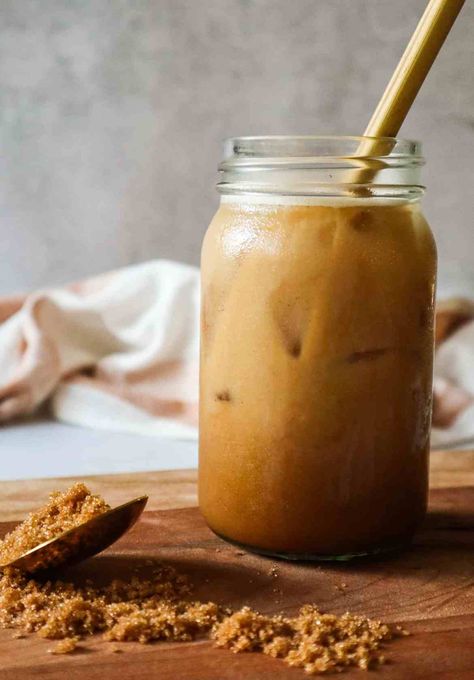 Oat Milk Shaken Espresso, Double Chocolate Zucchini Muffins, Brown Sugar Simple Syrup, Shaken Espresso, Iced Lattes, Oat Milk Recipe, Dairy Free Recipes Dessert, Make Brown Sugar, Espresso Recipes