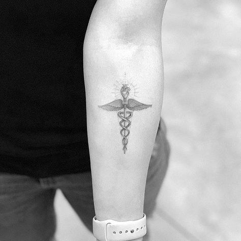 Healthcare Tattoo, Caduceus Tattoo, Doctor Tattoo, Medical Tattoo, Nurse Tattoo, Petit Tattoo, Inner Forearm, Tattoo Feminina, Symbolic Tattoos