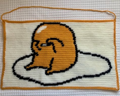 #crochet #gudetama Gudetama Crochet Pattern, Gudetama Pixel Art, Crochet Gudetama, Gudetama Crochet, Sanrio Crochet, Tapestry Crochet Patterns, Crochet Inspo, Art Things, Crochet Tapestry