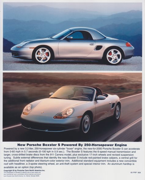 Porsche Boxster S (USA press photo, # 00 PRP 908, 2000) 986 Boxster, B13 Nissan, Porsche 986, Porsche Boxter, Porsche Boxster 986, Car Aesthetics, Porsche 718 Boxster, German Engineering, Porsche 944