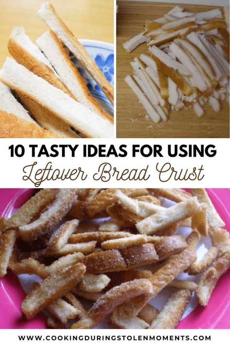 What To Do With Crust From Bread, Leftover Uncrustable Bread, Leftover Crust Ideas, Recipes With Bread Crust, What Can I Make With Bread Slices, Recipes Using Sandwich Bread, Store Bought Bread Recipes, Slice Bread Ideas Snacks, Bread Ends What To Do With