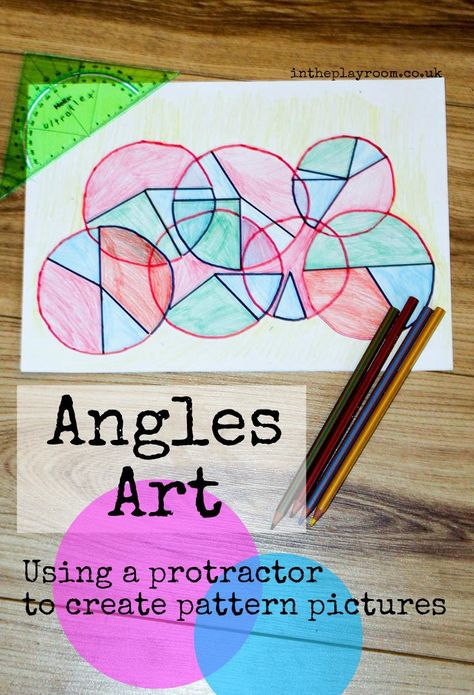 Angles art with a protractor and colour by angles colour scheme - fun way to learn maths Mathematical Art, Math Art Projects, Angles Math, Geometry Projects, Maths Display, Steam Activity, Art Docent, Maths Ideas, Arts Integration