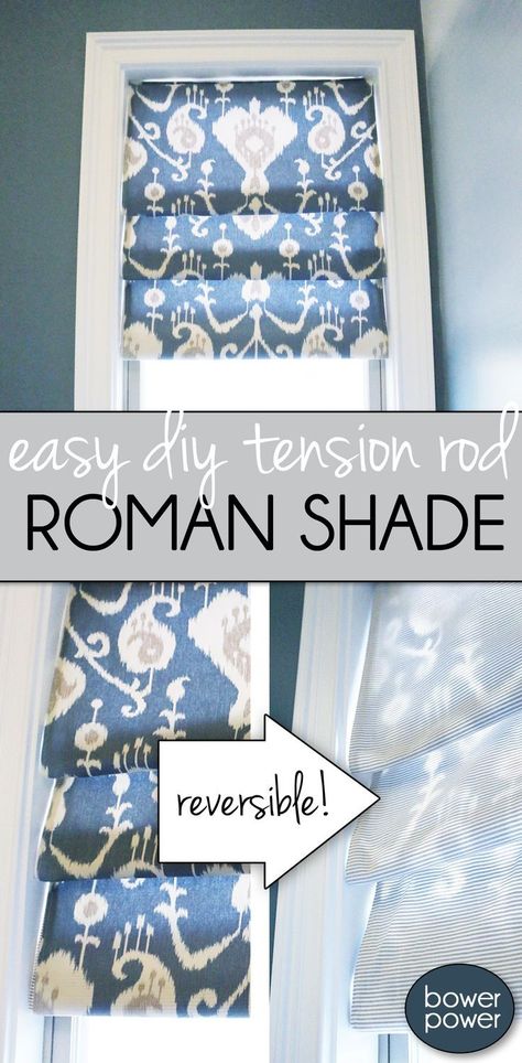 Here's an easy tutorial how to make your own roman shade. It's SO EASY, anyone can do it! Shade Tutorial, Roman Shade Tutorial, Simple Window Treatments, Diy Roman Shades, Bathroom Window Curtains, Bathroom Window Treatments, Diy Kitchen Projects, Faux Roman Shades, Tension Rods