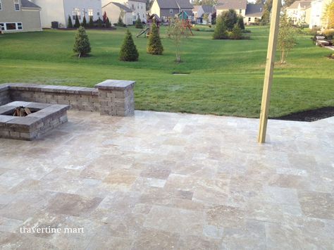 French Pattern Walnut Tumbled Travertine Pavers  http://www.travertinemart.com/products-page/walnut-color/premium-select-french-pattern-walnut-tumbled-travertine-pavers Narrow Backyard Ideas, Travertine Patio, Travertine Colors, Small Patio Design, Travertine Outdoor, Stone Pavers, Travertine Pavers, Crazy Paving, Sandstone Tiles