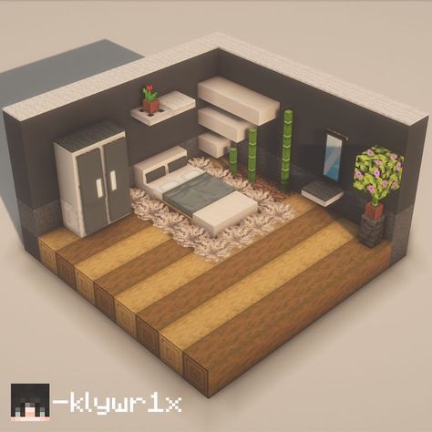 Minecraft Bedroom Ideas Modern, Bedroom Designs Minecraft, Small Bedroom Minecraft Ideas, Bedroom In Minecraft Ideas, Cool Minecraft Bedroom Ideas, Minecraft House Bedroom, Minecraft Houses Bedrooms, Minecraft Bed Designs In Game, Bedroom Minecraft Design